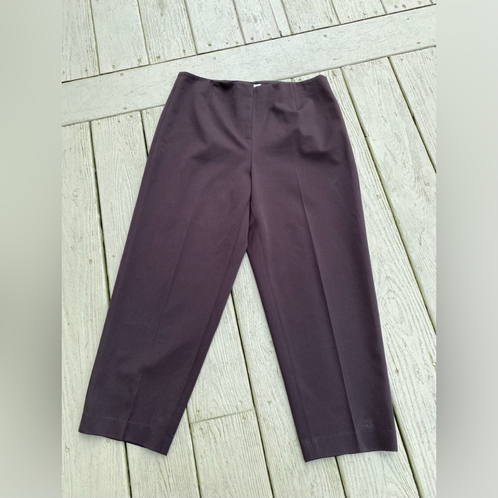 TALBOTS Woman’s Brown Ankle Cropped Stretch High-Rise Pants, Size: 14P